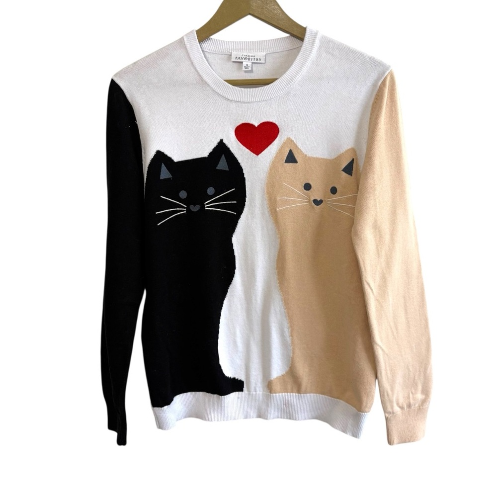 Catalog Favorites Size Small‎ Graphic Cat Sweater Cat Lady Eclectic Hippie
